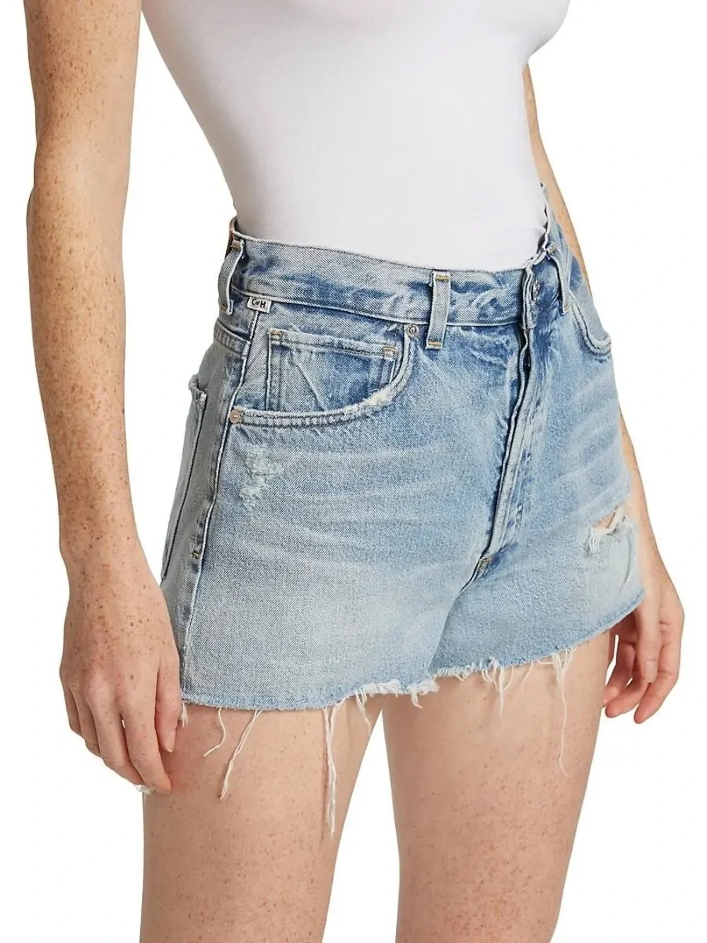 Citizens of Humanity Kaia High-Rise Distressed Denim Shorts